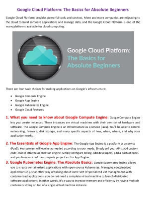 Google Cloud Platform The Basics for Absolute Beginners