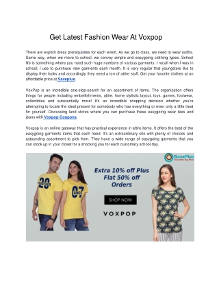 Get Latest Fashion Wear At Voxpop