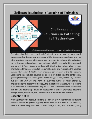 Challenges To Solutions In Patenting IoT Technology