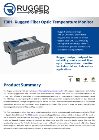 [PDF]T301 Rugged Fiber Optic Temperature Monitor for Industrial and Laboratory Applications