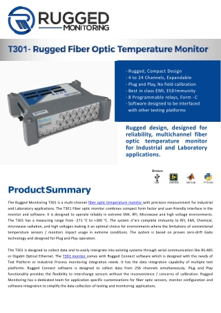 [PPT]T301 Rugged Fiber Optic Temperature Monitor for Industrial and Laboratory Applications