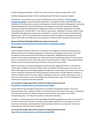 Facilities Management Market - Growth, Size, Share, Forecast, industry Analysis 2019 - 2027