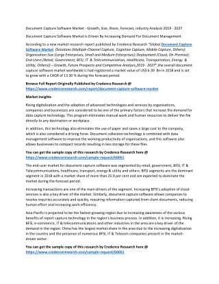 Document Capture Software Market - Growth, Size, Share, Forecast, industry Analysis 2019 - 2027