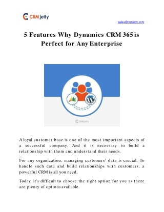 5 Features Why Dynamics CRM 365 is Perfect for Any Enterprise