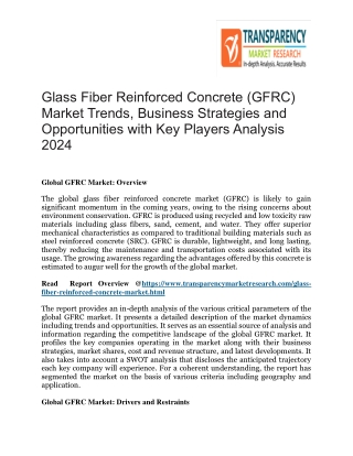 Glass Fiber Reinforced Concrete (GFRC) Market Trends, Business Strategies and Opportunities with Key Players Analysis 20