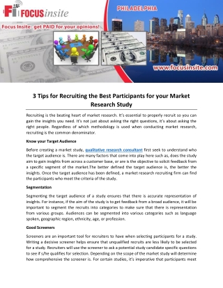 3 Tips for Recruiting the Best Participants for your Market Research Study