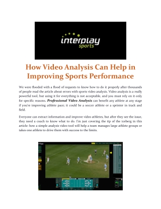 How Video Analysis Can Help in Improving Sports Performance