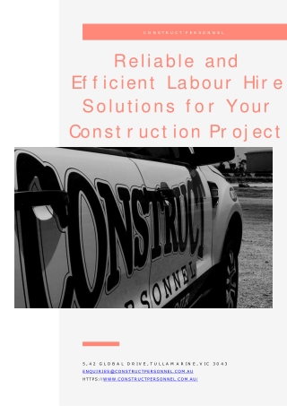 Reliable and Efficient Labour Hire Solutions for Your Construction Project