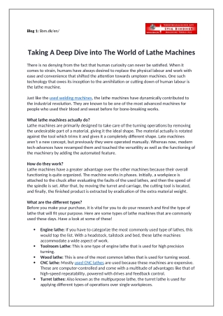 Taking a deep dive into the world of Lathe machines - Stig Bindner