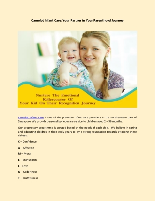 Camelot Infant Care: Your Partner in Your Parenthood Journey