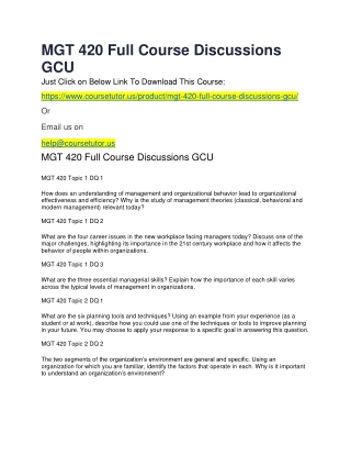 MGT 420 Full Course Discussions GCU