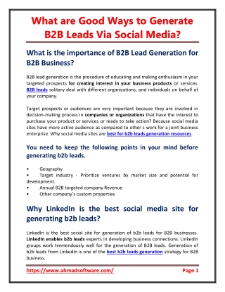 What are good ways to generate b2b leads via social media?