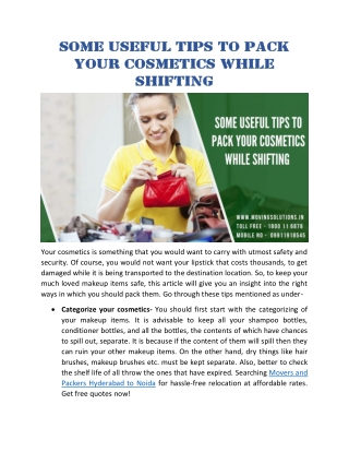 Some Useful Tips to Pack Your Cosmetics While Shifting