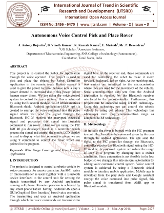 Autonomous Voice Control Pick and Place Rover