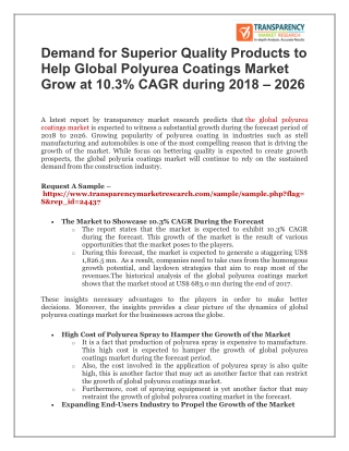 Demand for Superior Quality Products to Help Global Polyurea Coatings Market Grow at 10.3% CAGR during 2018 – 2026