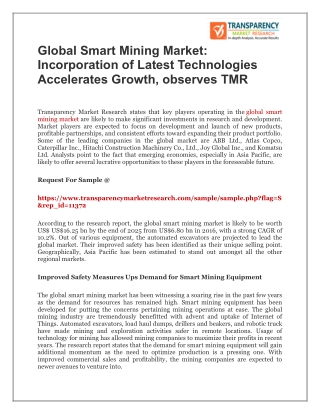Global Smart Mining Market: Incorporation of Latest Technologies Accelerates Growth, observes TMR