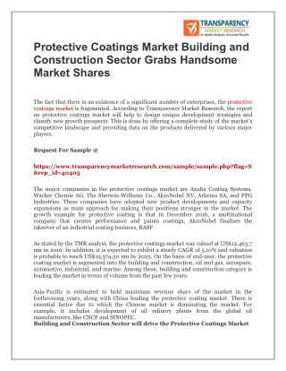 Protective Coatings Market Building and Construction Sector Grabs Handsome Market Shares