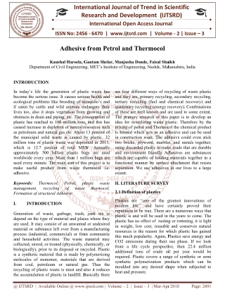 Adhesive from Petrol and Thermocol