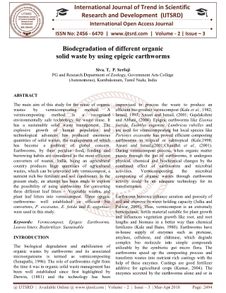 Biodegradation of different organic solid waste by using epigeic earthworms