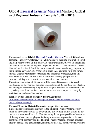 Global Thermal Transfer Material Market Status And Application Forecast Till 2019 - 2025