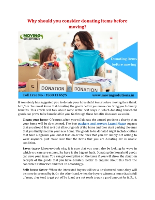 Why should you consider donating items before moving?