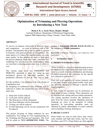 Optimization of Trimming and Piercing Operations by Introducing a New Tool