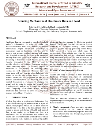 Securing Mechanism of Healthcare Data on Cloud