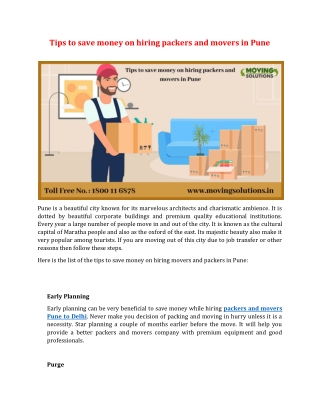 Tips to save money on hiring packers and movers in Pune