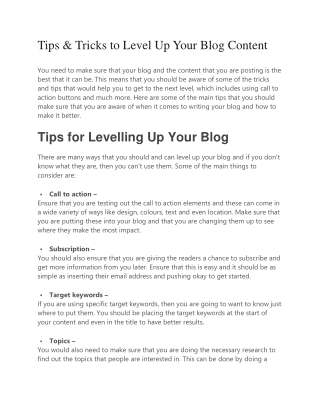 Tips & Tricks to Level Up Your Blog Content