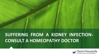 Suffering from a kidney infection- Consult a homeopathy doctor