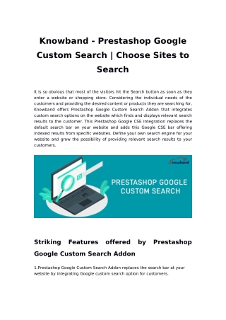 Knowband - Prestashop Google Custom Search | Choose Sites to Search