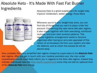 Absolute Keto - It's Made With Fast Fat Burner Ingredients