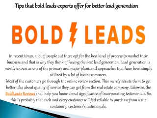 Tips that BoldLeads experts offer for better lead generation