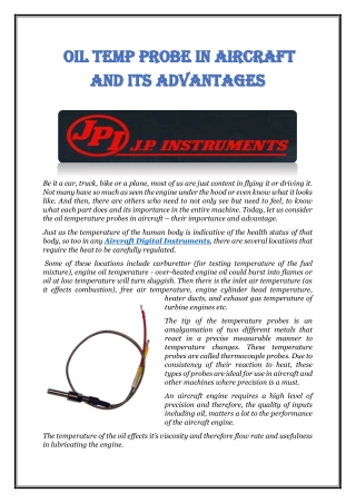 Oil Temp Probe In Aircraft And Its Advantages