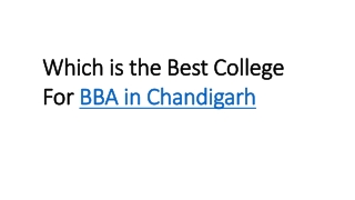 Which is the Best College For BBA in Chandigarh