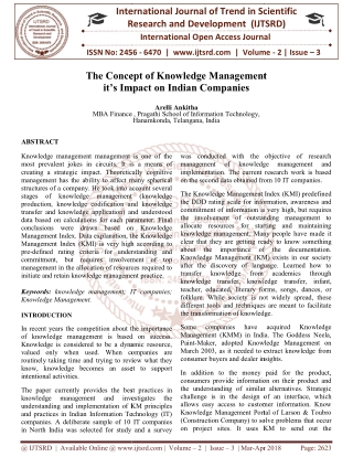 The Concept of Knowledge Management it's Impact on Indian Companies