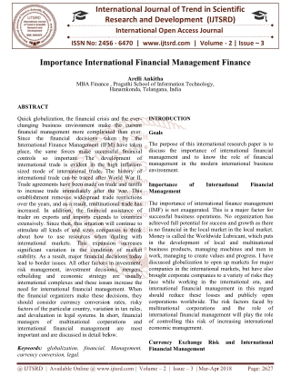 Importance International Financial Management Finance