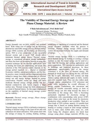 The Viability of Thermal Energy Storage and Phase Change Material A Review