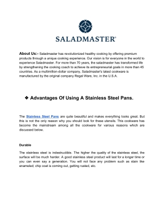 Advantages Of Using A Stainless Steel Pans