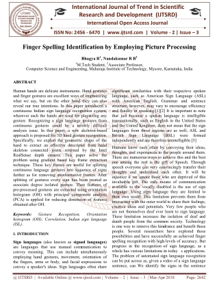 Finger Spelling Identification by Employing Picture Processing