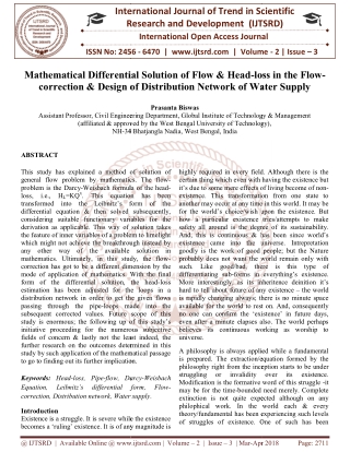 Mathematical Differential Solution of Flow and Head loss in the Flow correction and Design of Distribution Network of Wa