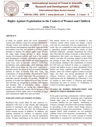 Rights Against Exploitation in the Context of Women and Children