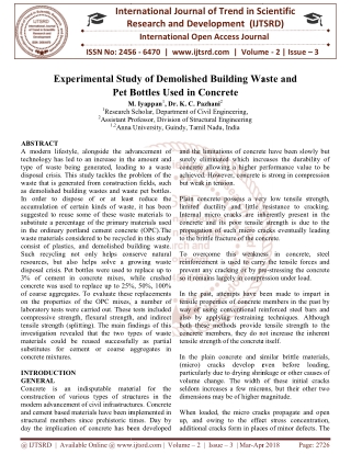 Experimental Study of Demolished Building Waste and Pet Bottles Used in Concrete