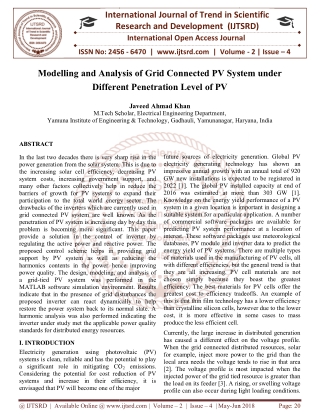 Modelling and Analysis of Grid Connected PV System under Different Penetration Level of PV