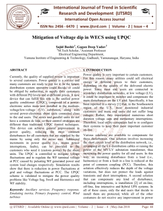 Mitigation of Voltage dip in WECS using UPQC