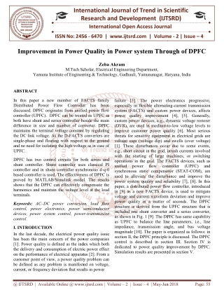 Improvement in Power Quality in Power system Through of DPFC