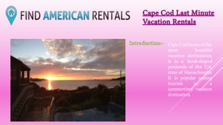 Cape Cod Last Minute Vacation Rentals
