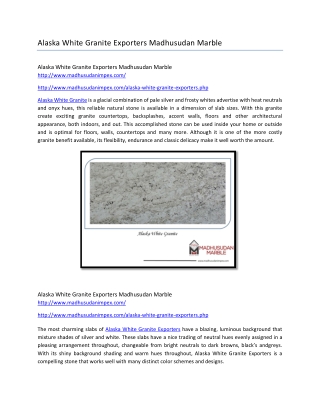 Alaska White Granite Exporters Madhusudan Marble