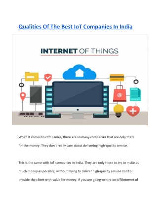 Qualities Of The Best IoT Companies In India