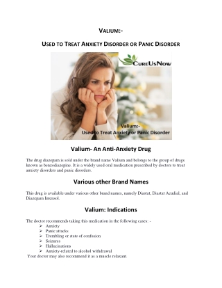 Valium Medicine Help to Remove Anxiety Disorder Issue